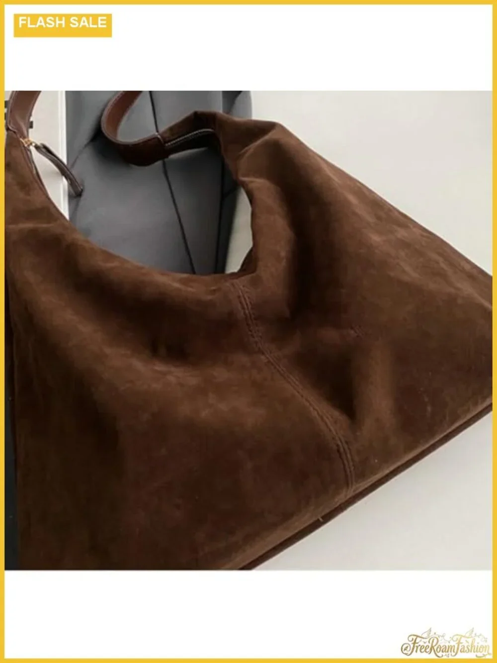 Faux Suede Tote Hobo Bag Women Shoulder Purse Crescent Handbag